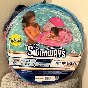 SwimWays Baby 9-24 mths pink Float with Sun Canopy brand new in Carrying Case